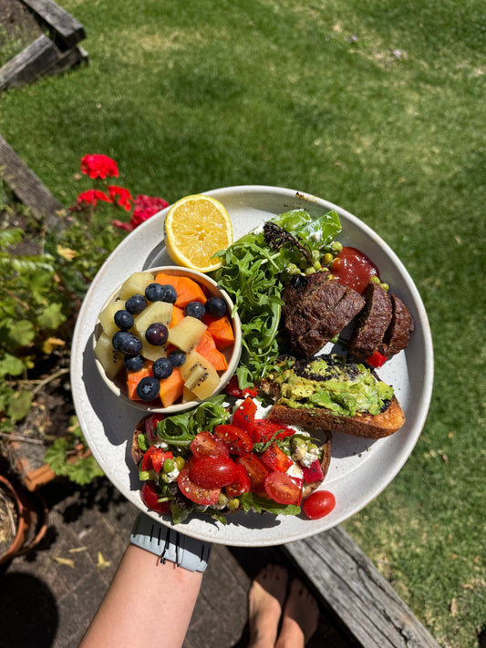 Balanced leftovers lunch plate
