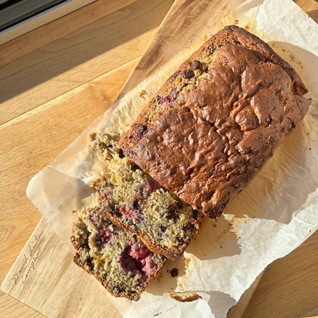 GF CHOC RASPBERRY BANANA BREAD
