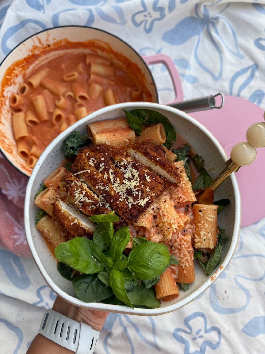Crispy Chicken Tomato Pasta
