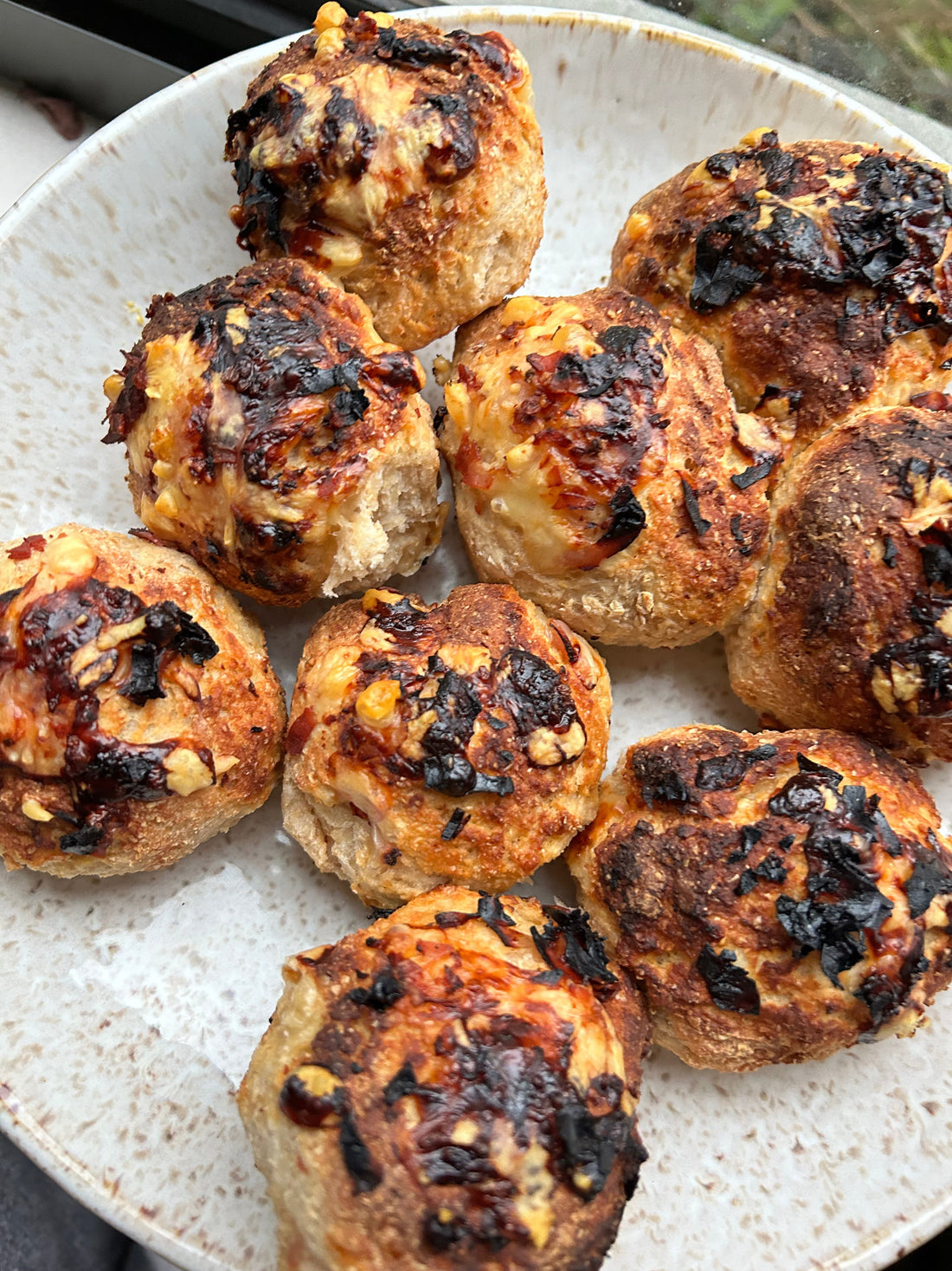 (AIR FRIED) CHILLI HONEY HAM AND CHEESE SCROLLS