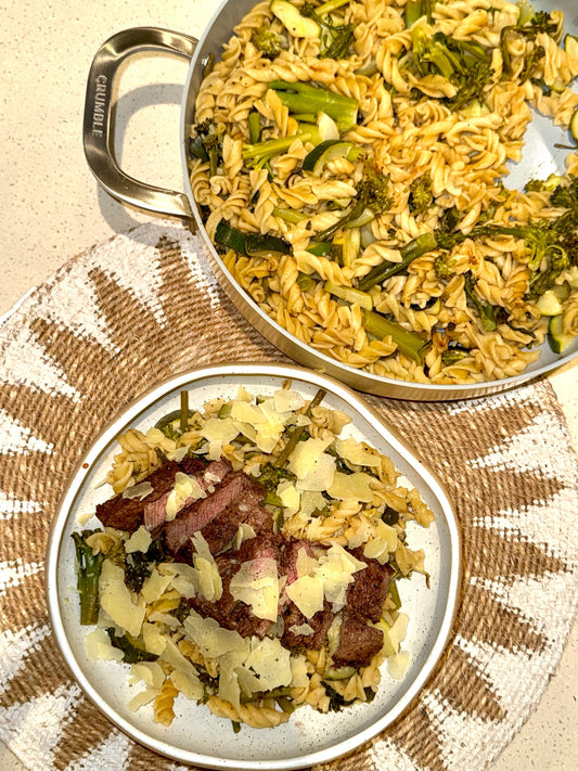Steak and Garlic Veggie pasta